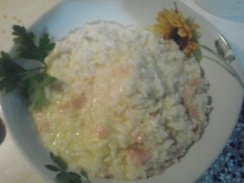 Risotto prosciutto e zucchine