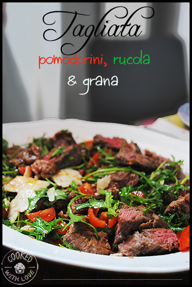 immagine post Ricetta facile e veloce, perfetta anche in estate. Tagliata di Manzo con pomodorini, rucola e grana.