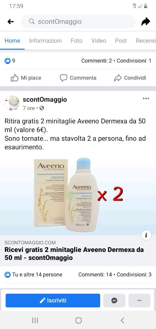 immagine post Aveeno Dermexa