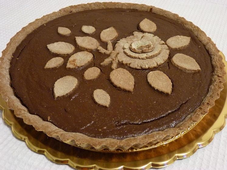 Crostata, pere, cioccolato, ricotta e aroma di mandorle