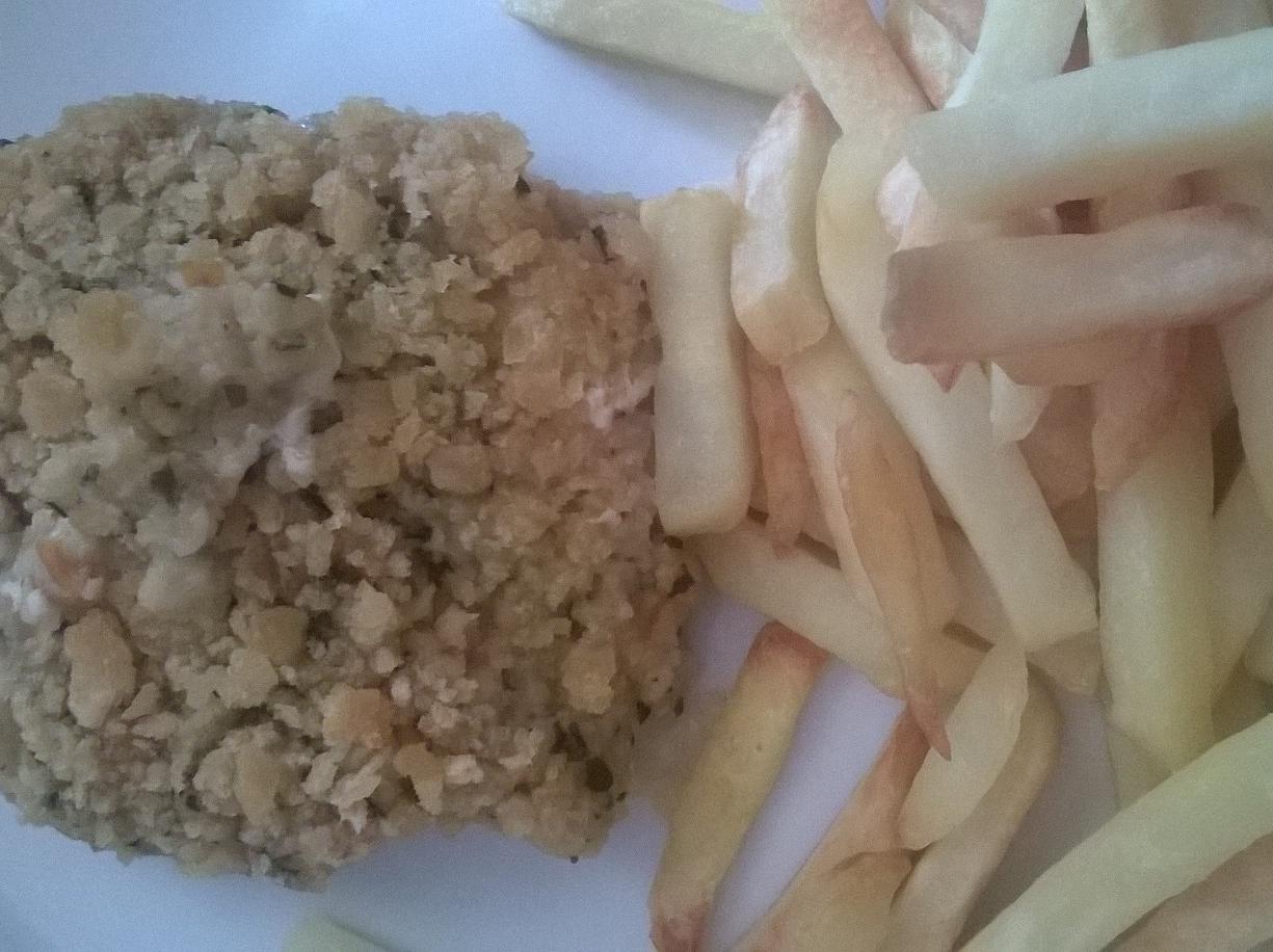 merluzzo gratinato con patatine fritte