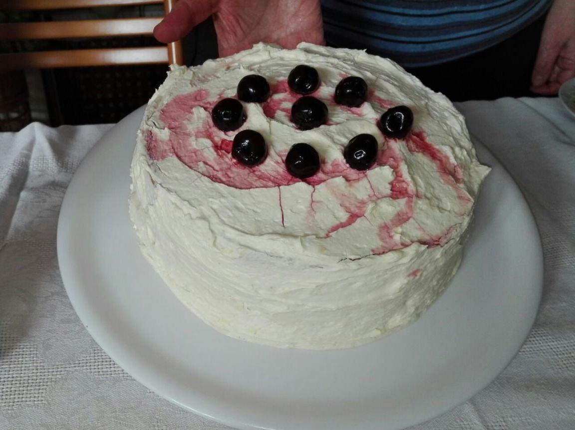 Torta panna ,fondente e amarene