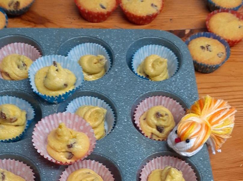 Muffins amor polenta con uvetta